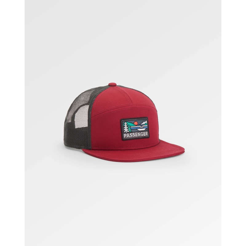 Roamer 7 Panel Trucker Cap aus natrlich Baumwolle – Weinrot