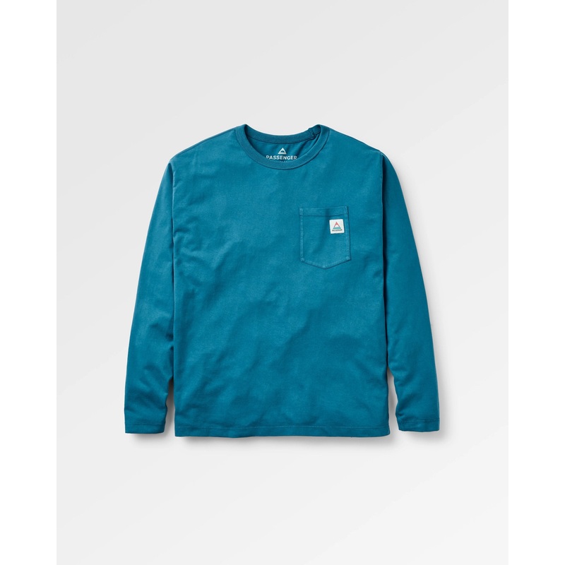 Heritage Recyceltes Langarmshirt Entspannte Passform – Tidal Blue