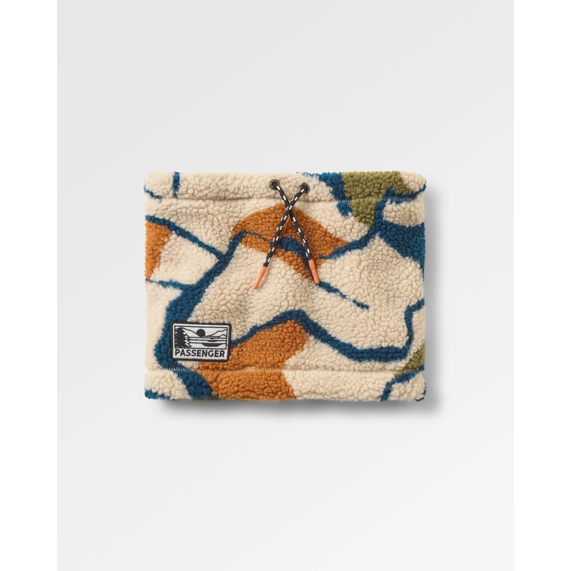 Mulled Sherpa Fleece Schlauchschal – Abstrakte Wege Kieselgrau