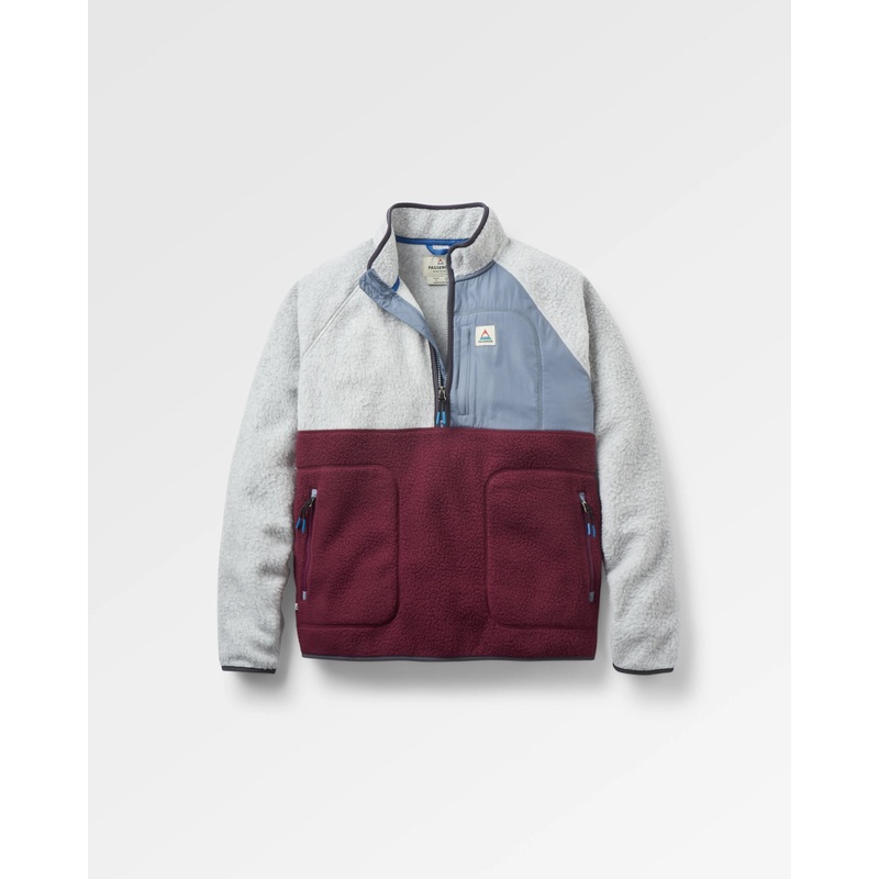 Offgrid 1/2 Zip Sherpa-Fleece aus recyceltem Material – Grau Meliert/Fig