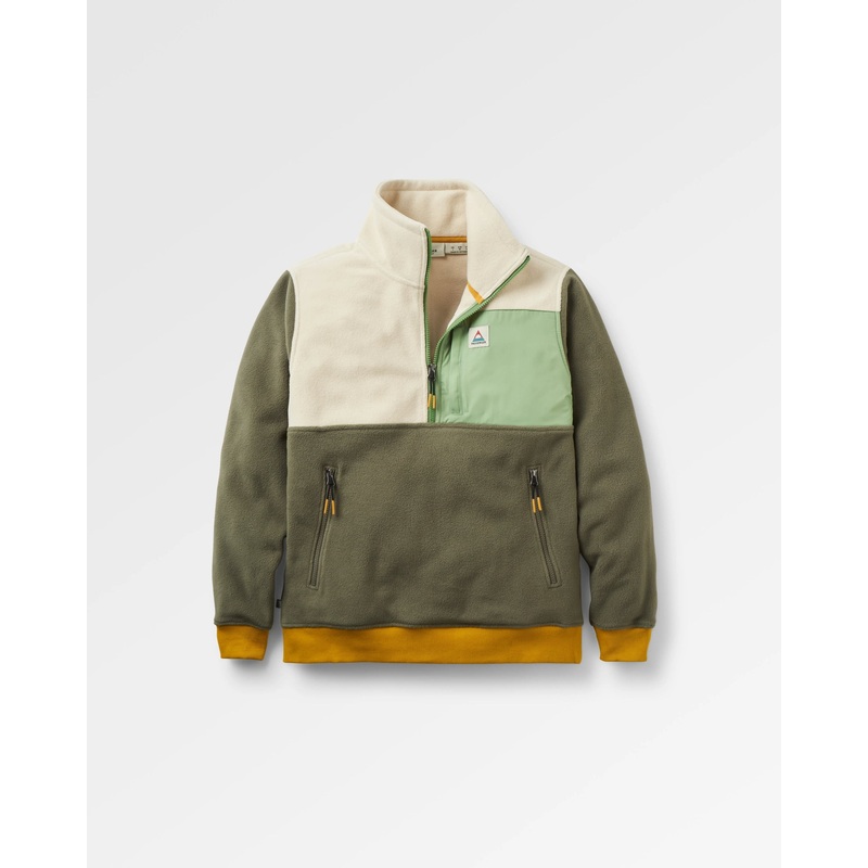 Caspian Recyceltes Polar Fleece mit 1/2 Reiverschluss – Staubiges Oliv