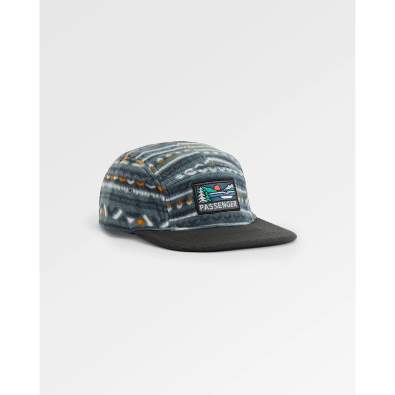 Pine Recycelte Polar Fleece 5 Panel Kappe – Geo Track Sturmgrau