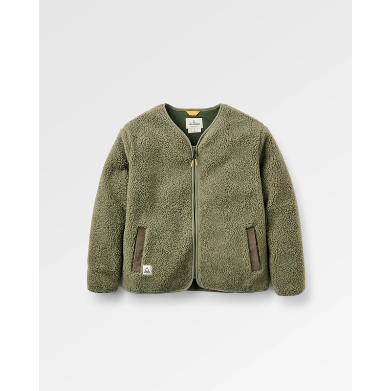 Tawny Recycelte Deep-Pile Sherpa Jacke – Staubiges Oliv