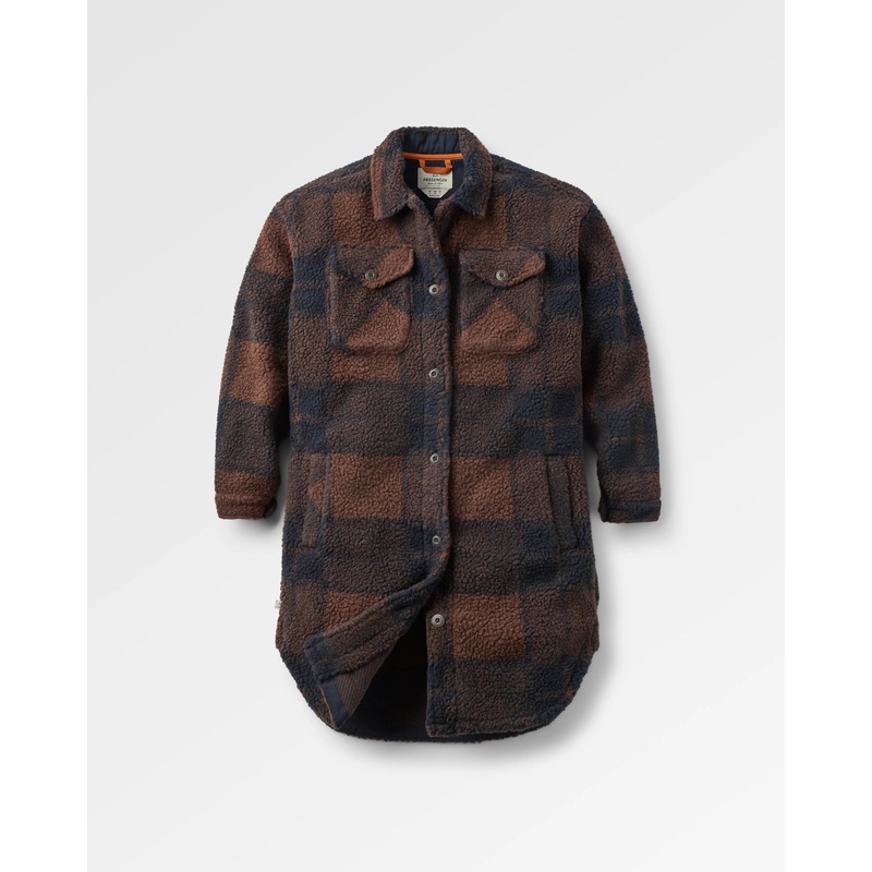 Cloudy 2.0 Recyceltes Sherpa Fleece Hemd – Kastanie/Deep Navy Karriert