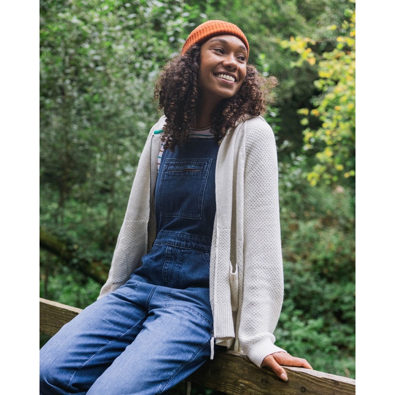 Cove Bio-Baumwoll Strick Hoodie mit Reiverschluss- Off White