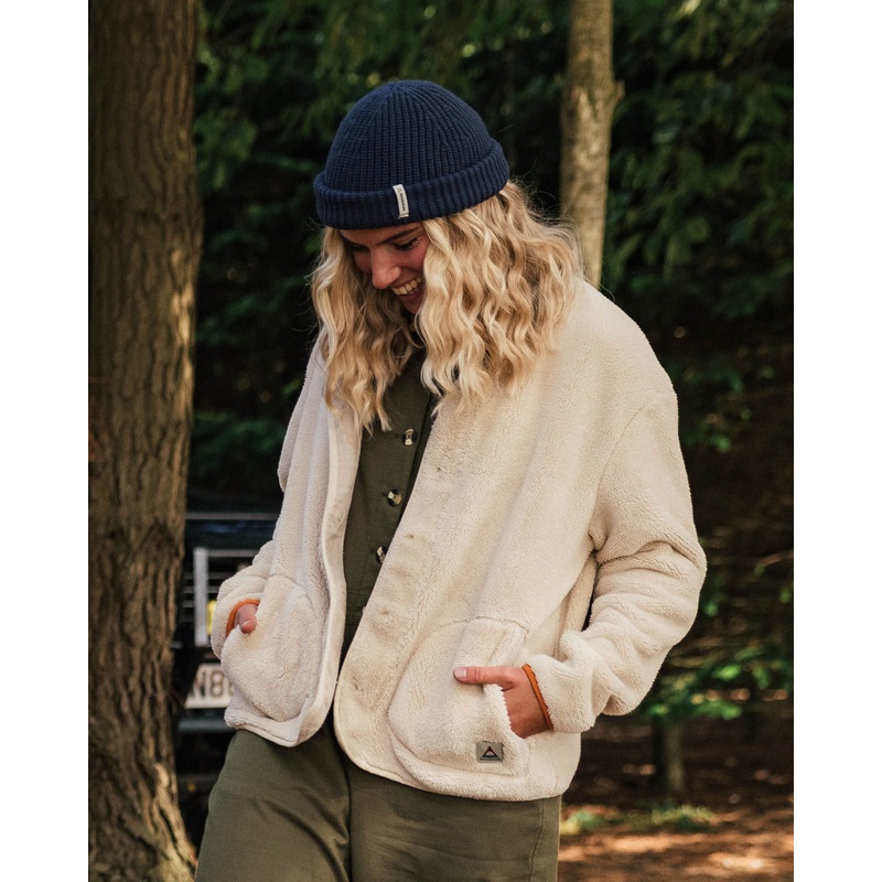 Iris Kragenlose Recycelte Fleecejacke – Oatmeal