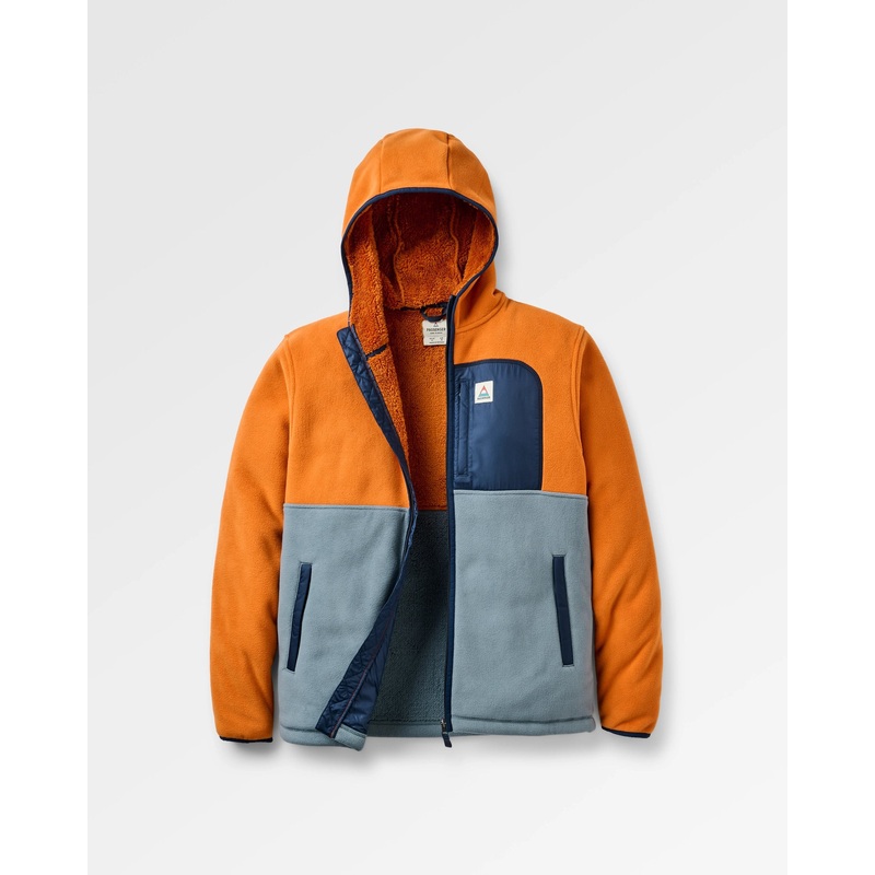 Loch Hooded Recycled Polar Fleece – Sunset Orange/Storm Grey