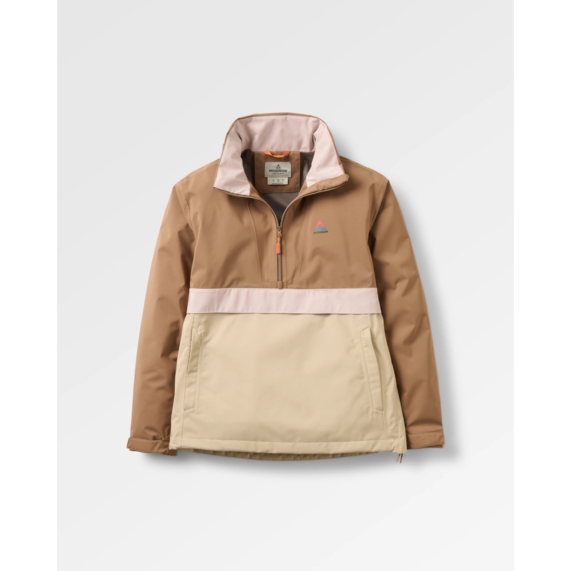 Skyline Recycelter Wasserdichter Anorak – Karamell/Stein