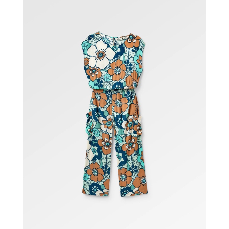 Thimbleberry Jumpsuit – Vintage Blumenmuster Aqua