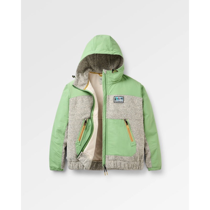 Warming Winddichte Fleecejacke mit Reiverschluss – Stielgrn/Hafer