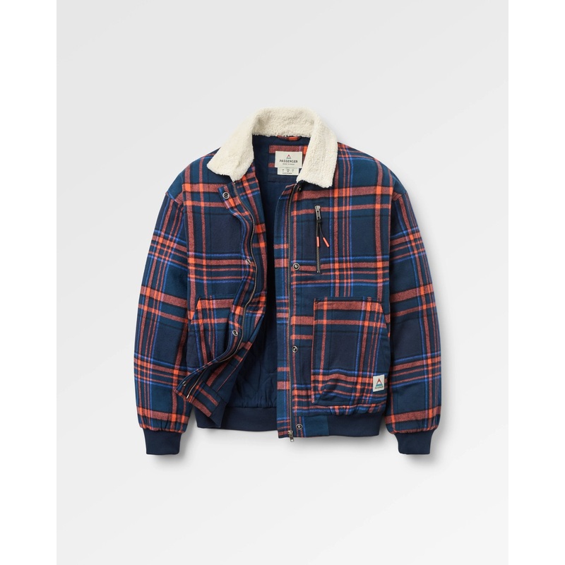 On The Go Isolierte Bomberjacke – Rich Navy/Orange Glut Kariert