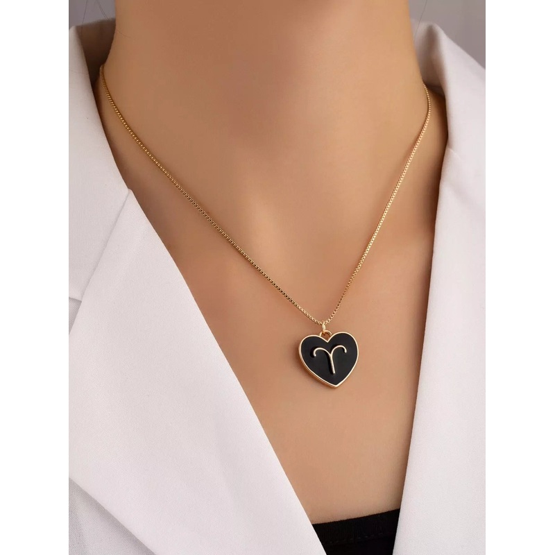 Zodiac Sign Heart Charm Necklace