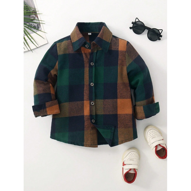 Young Boy Plaid Print Shirt|130