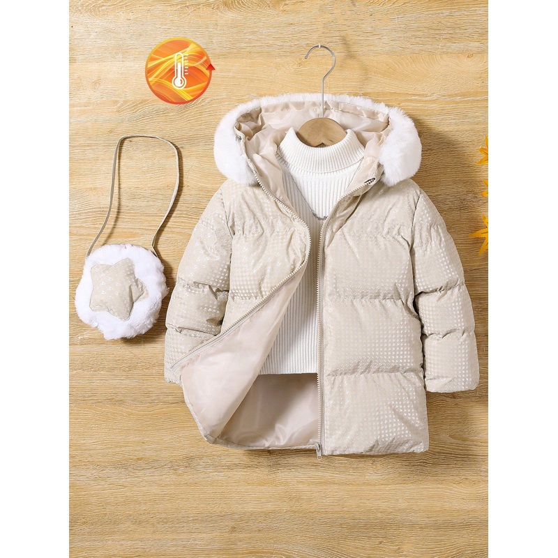 Young Girls Fashionable Outdoor Casual Streetwear Hooded Windproof Warm Padded Coat