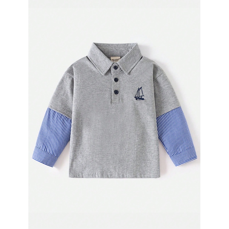 Young Boy Long Sleeve POLO Splicing T-Shirt