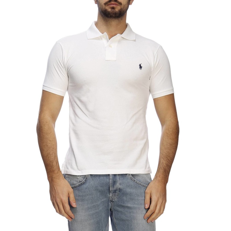 Slim-fit short-sleeved polo shirt in honeycomb cotton with embroidered Polo Ralph Lauren logo