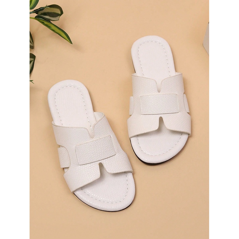 1 Pair Plus Size White Flat Sandals For Toddler Girls