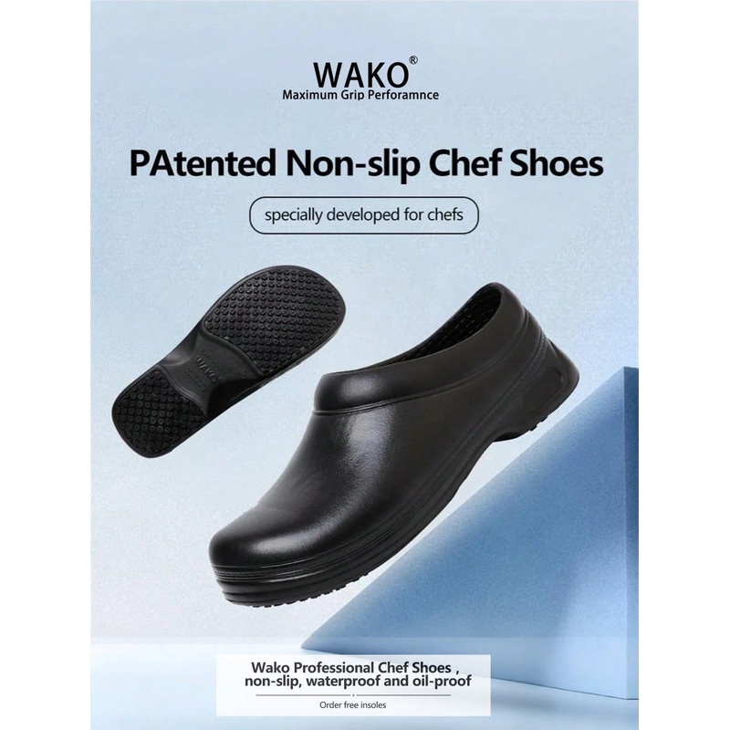 1 Pair Wako Slip Resistant Food Service Chef Shoes Non-Slip Restaurant Men’s Work Shoes Lightweight Water & Oil Resistant Anti-Skid Nursing Safety Working Shoes Waterproof Kitchen Bathroom Construction Medical Shoes 9031