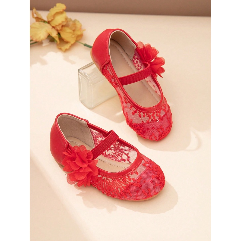 1 Pair Autumn Breathable Flat Lace Cloth Shoes For Baby Girls