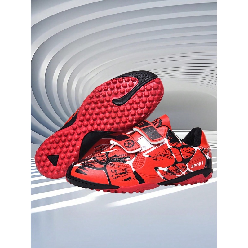 1 Pair Kids Boys/Girls Football Cleats Shoes With PU Durable Anti-Slip Rubber Sole