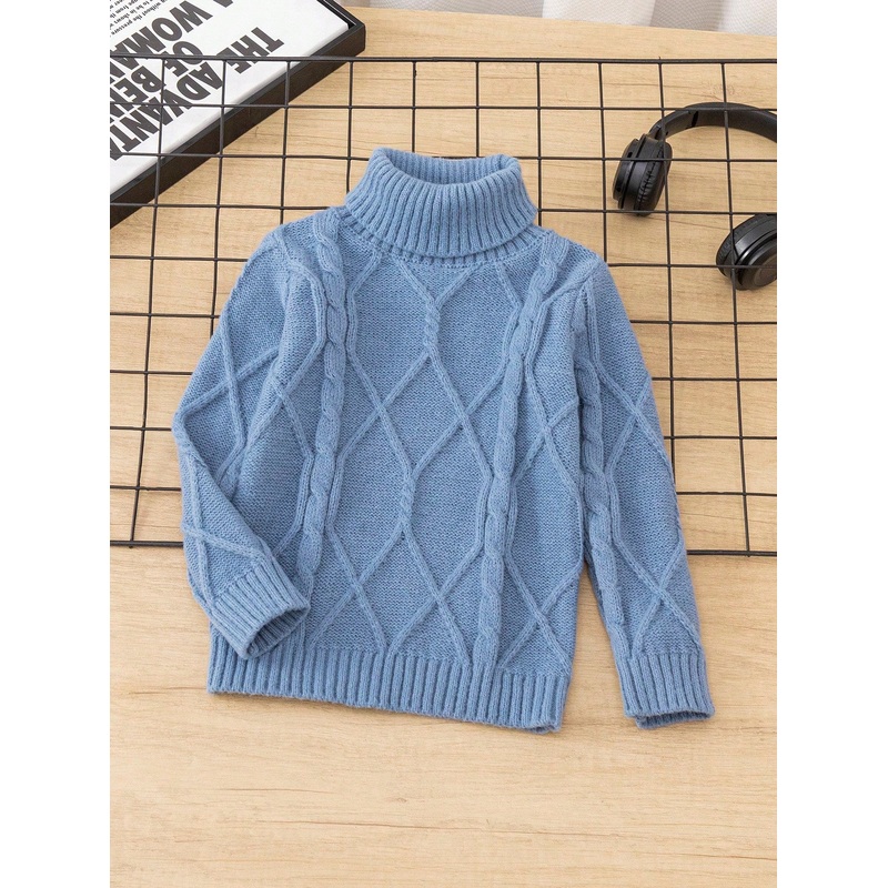 Young Boy Plain Color Sweater, Autumn/Winter Turtle Neck For Boysboys Turtleneck Sweaterboys Turtle Neck