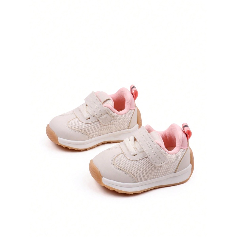 1 Pair Pink Infant/Toddler Mesh & PU Splice Low Top Hook And Loop Sports Shoes