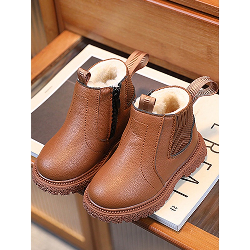 1 Pair Kids Elastic Ankle Boots With Thermal Lined