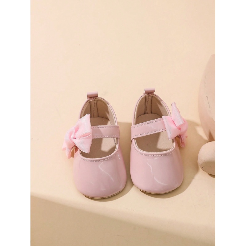0-1 Year Old Newborn Baby Girls Mirrored PU Butterfly Hook And Loop Design Flat Versatile Crib Princess Shoes