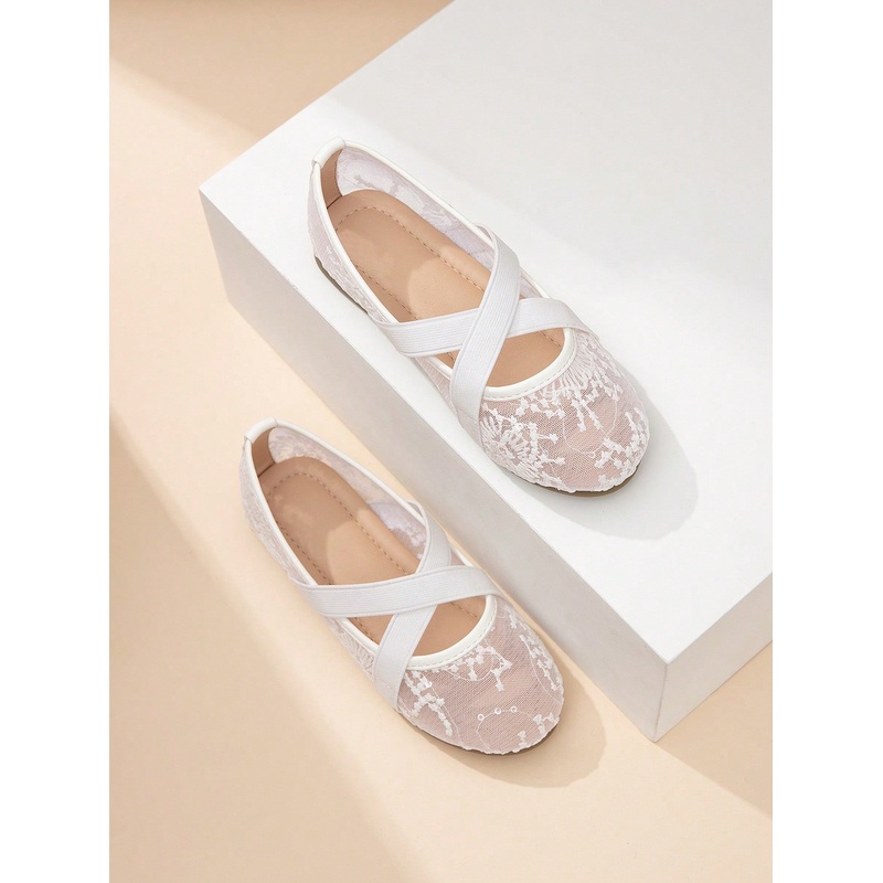 1 Pair Summer New Fashion Floral Decor Princess Flat Cloth Shoes For Girls