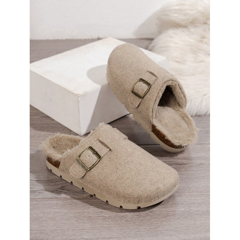 Women’s Fashionable Casual All-Match Thermal Lined Anti-Slip Lightweight & Comfortable Slip-On Furry House Slippers For Indoor/Outdoor Wear