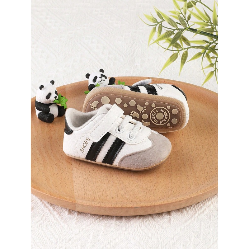1 Pair Hook And Loop Design Soft Rubber Sole Toddler Kids Casual Shoes