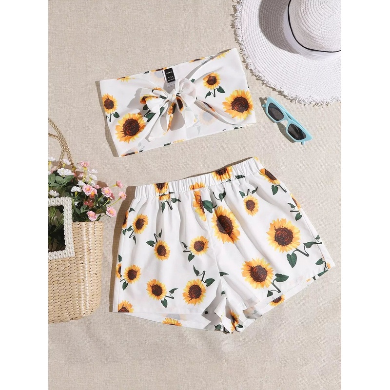 Tie Front Tube Top & Shorts Set