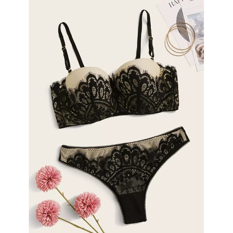 Floral Lace Underwire Lingerie Set