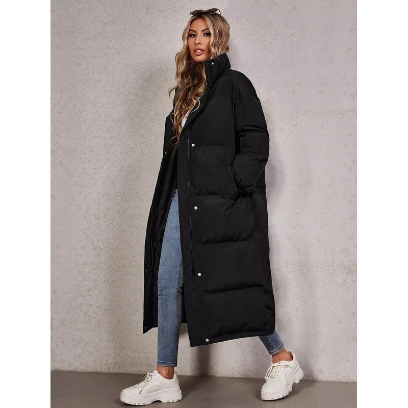 Zip Up Snap Button Puffer Coat