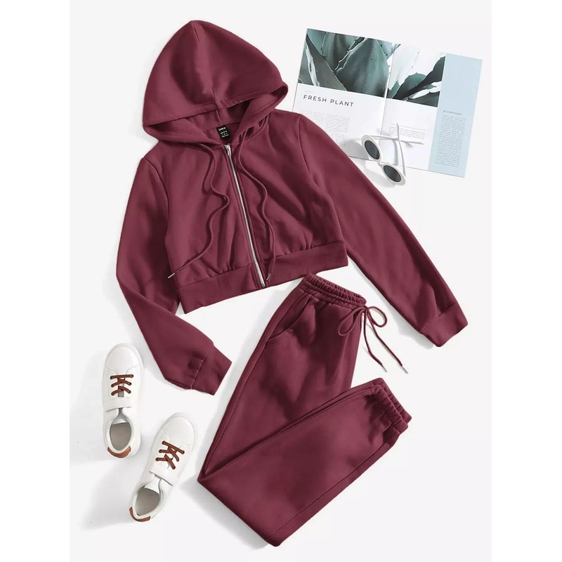 Zip Up Drawstring Hoodie & Sweatpants