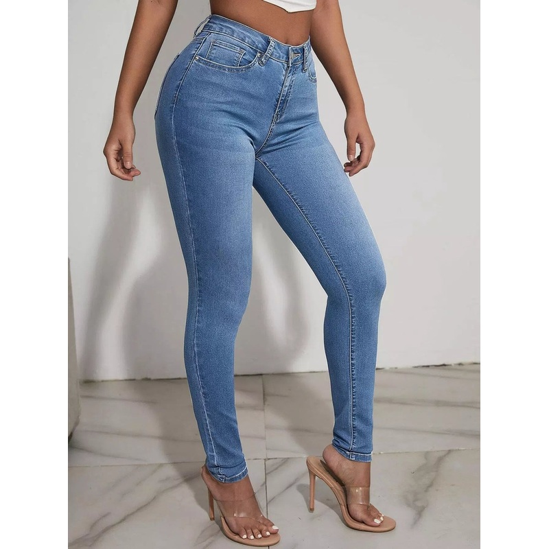 Zipper Fly Skinny Jeans|28