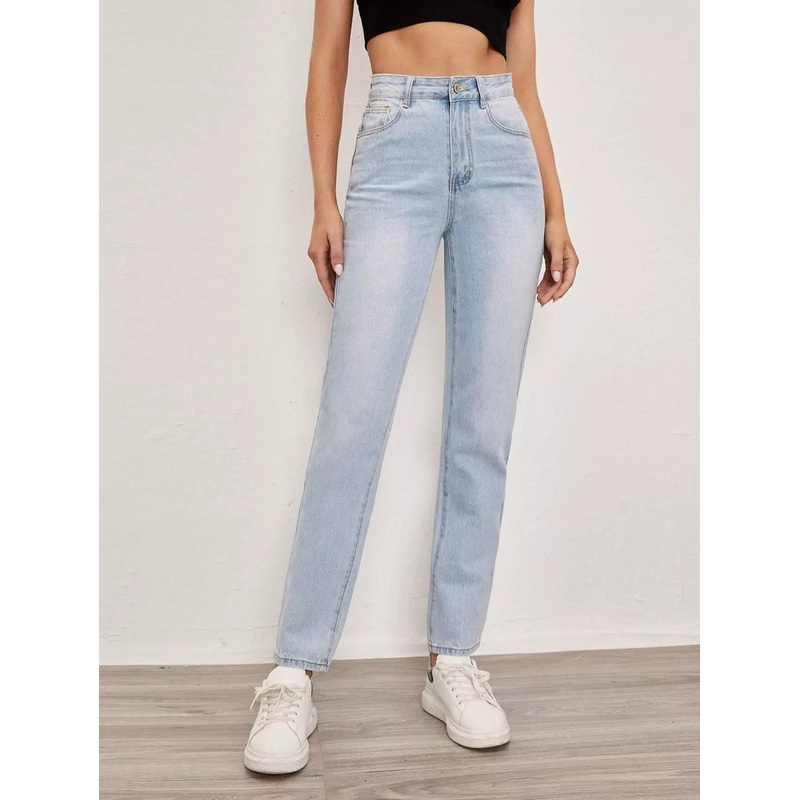 Zipper Fly Solid Jeans|XS