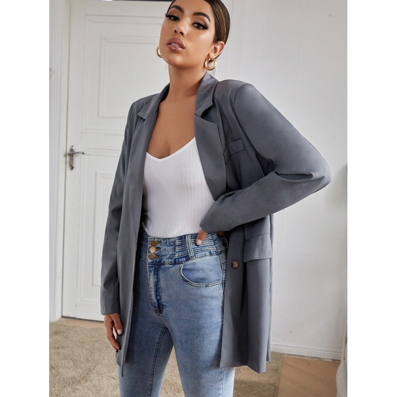 Flap Detail Single Breasted Blazer