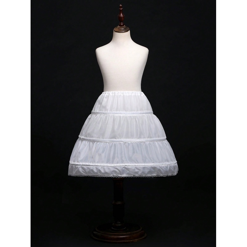 Young Girl White Underwire Waist Elastic Waist Slip Skirt