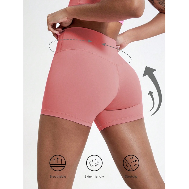 1 Piece High Waist Yoga Sports Shorts Outdoor Gym Running Workout Bottoms Breathable High Stretch Cycling