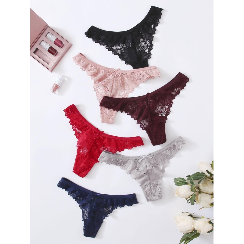 6pack Plus Floral Lace Panty Set