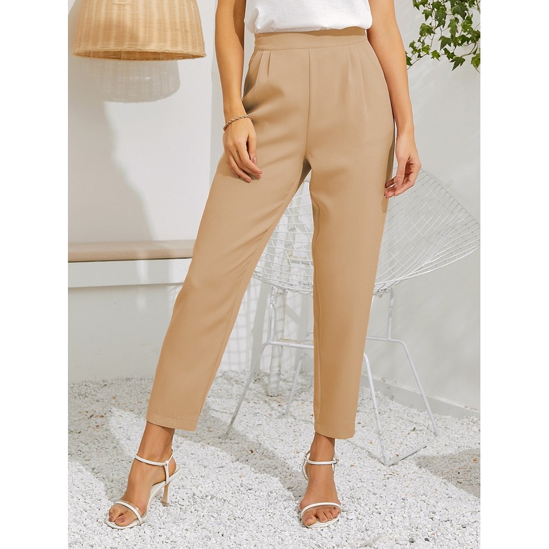 Zip Side Solid Tailored Pants|XL|L