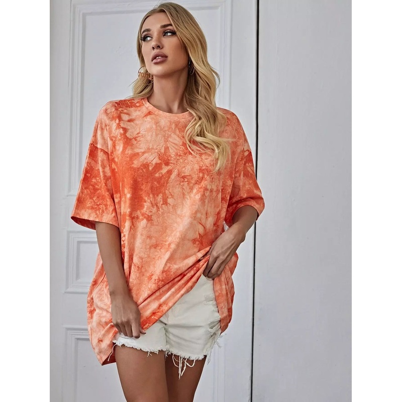 Drop Shoulder Tie Dye Tee|L