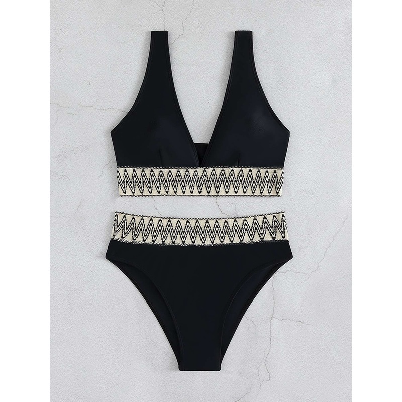 Chevron High Waisted Bikini Swimsuit