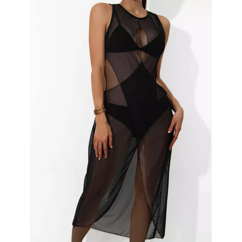 Sheer Mesh Crisscross Cover Up