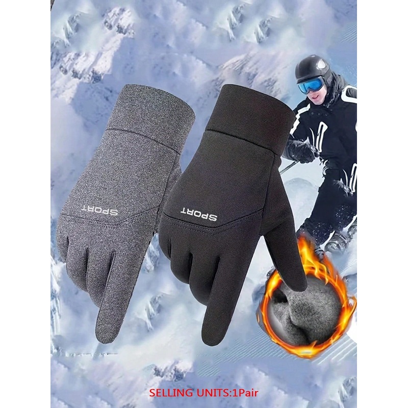 1pair Waterproof Windproof Winter Gloves, Touchscreen Compatible With Men & Women Cycling, Fishing, Motorcycling,