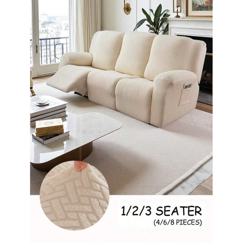 1/2/3 Seater Recliner Sofa Covers Stretch Jacquard Reclining Couch Covers For Reclining Sofa Relax Armchair