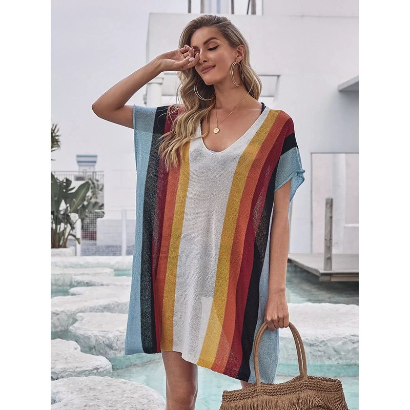 Striped Cover Up Dress|M