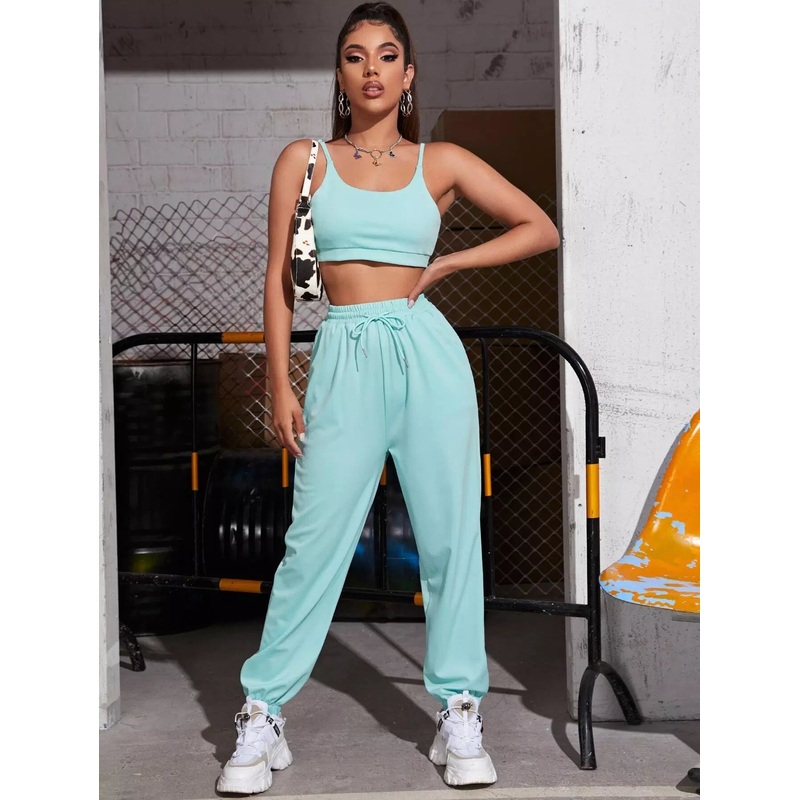 Crop Cami Top & Drawstring Sweatpants