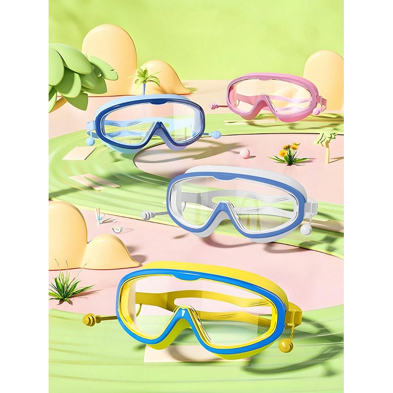 1 Pc Unisex Waterproof And Anti-Fog HD Swimming Goggles, HD Anti-Fog Swimming Goggles, Earplugs. Waterproof